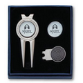Divot Tool Repair Kit & Hat Clip Set with 2 Ball Markers
